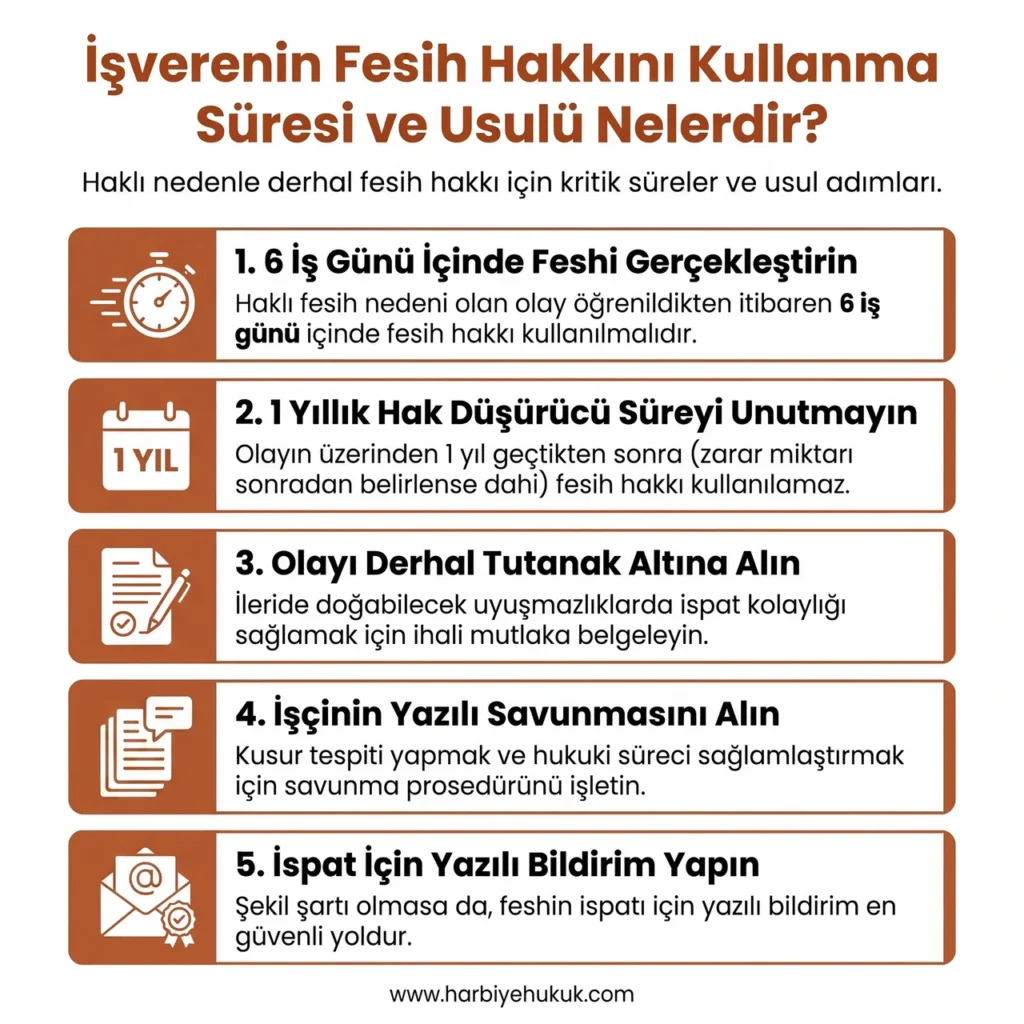 İşverenin Fesih Hakkını Kullanma Süresi ve Usulü Nelerdir?