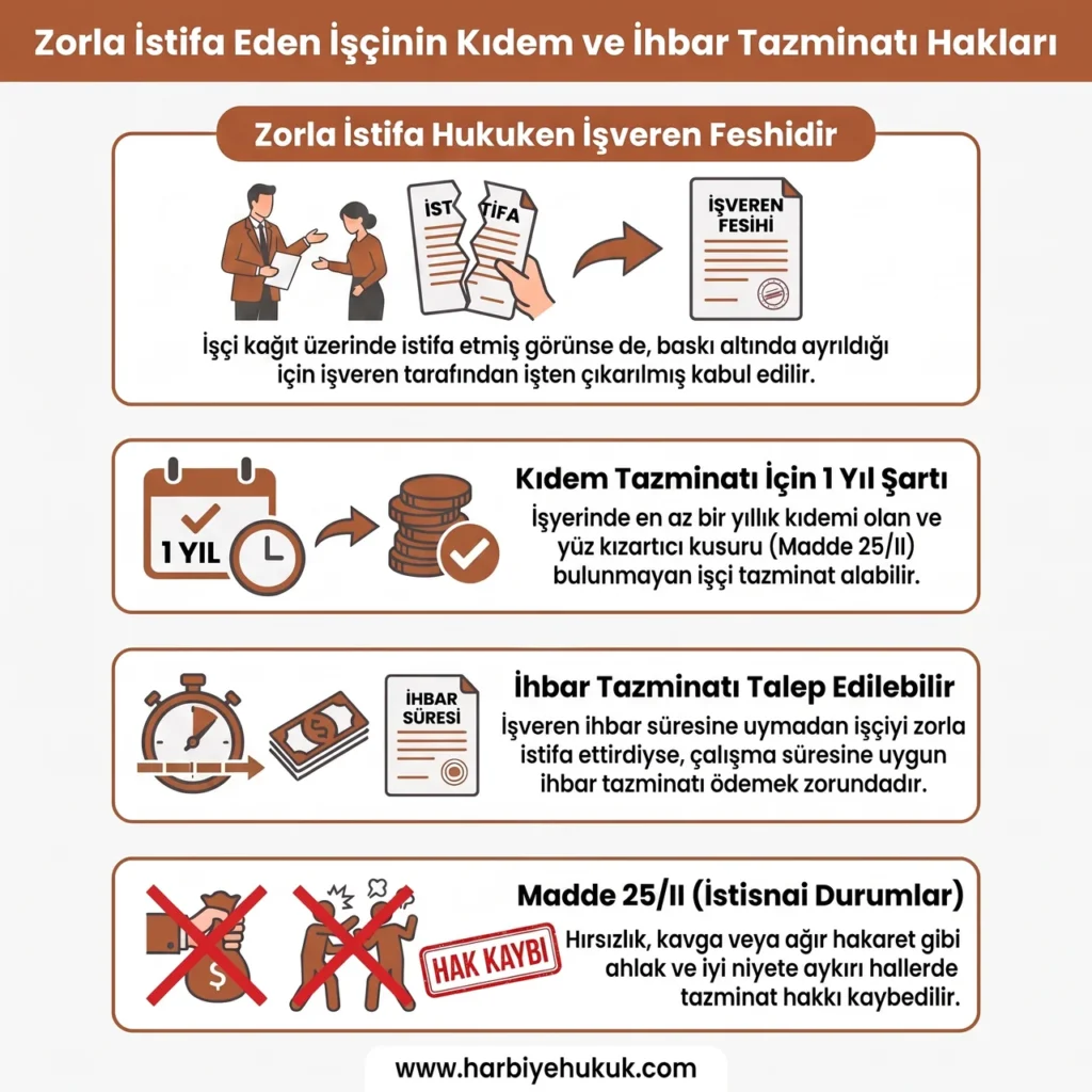Zorla İstifa Eden İşçinin Kıdem ve İhbar Tazminatı Hakları