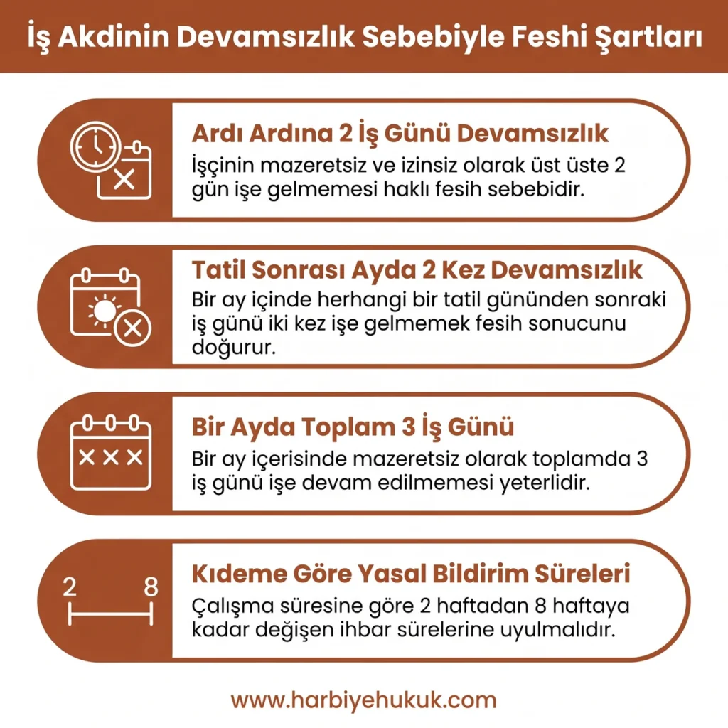 İş Akdinin Devamsızlık Sebebiyle Feshi Şartları