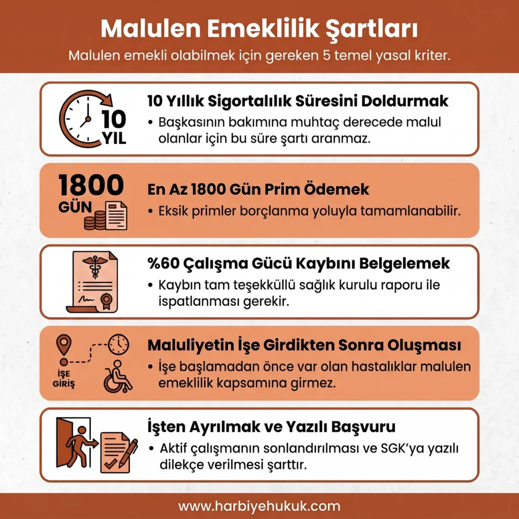 Malulen Emeklilik Şartları