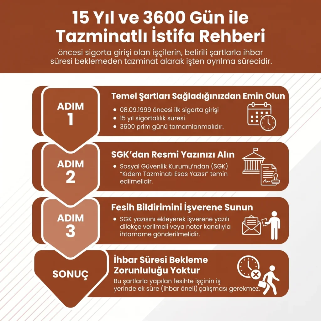 15 Yıl 3600 Gün Kıdem Tazminatı İstifa Rehberi