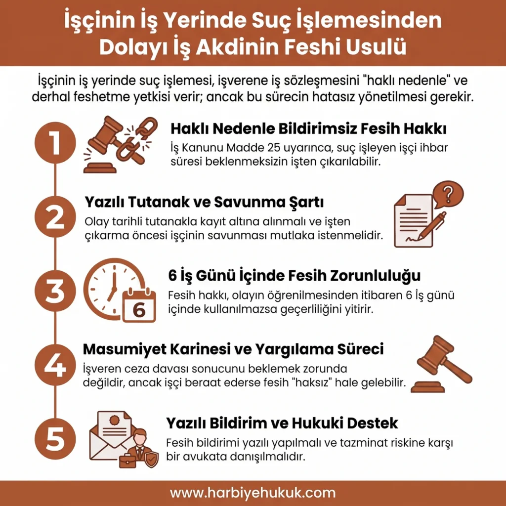 İşçinin İş Yerinde Suç İşlemesinden Dolayı İş Akdinin Feshi Usulü