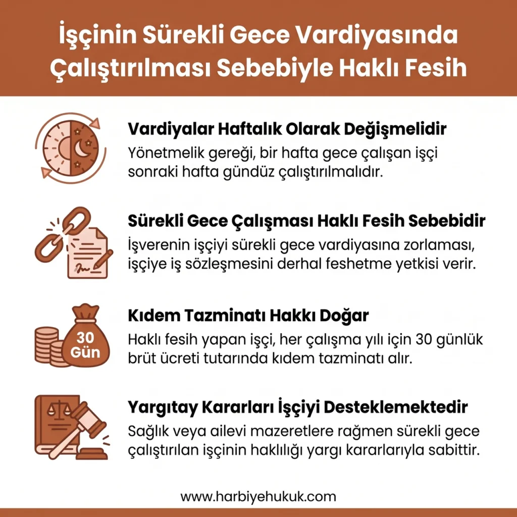 İşçinin Sürekli Gece Vardiyasında Çalıştırılması Sebebiyle Haklı Fesih