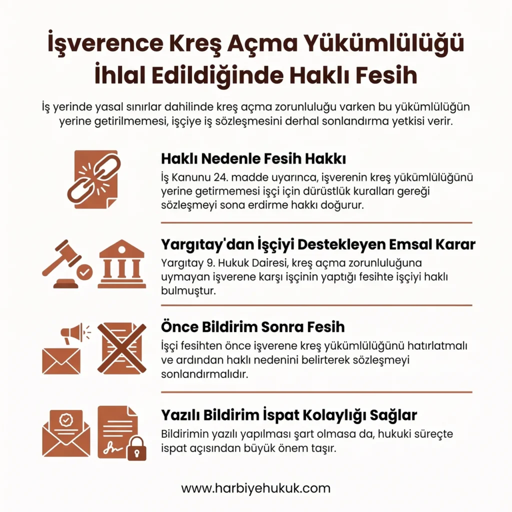 İşverence Kreş Açma Yükümlülüğü İhlali ve Haklı Fesih