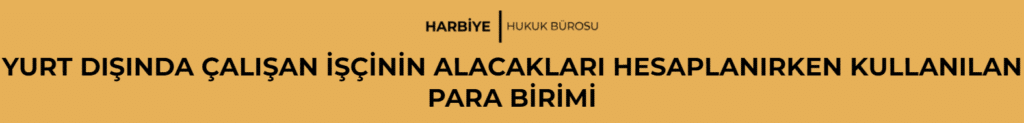 YURT DIŞINDA ÇALIŞAN İŞÇİNİN ALACAKLARI HESAPLANIRKEN KULLANILAN PARA BİRİMİ