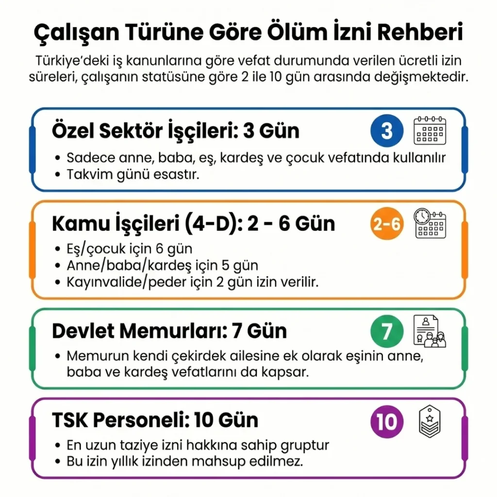 Çalışan Türüne Göre Ölüm İzinleri