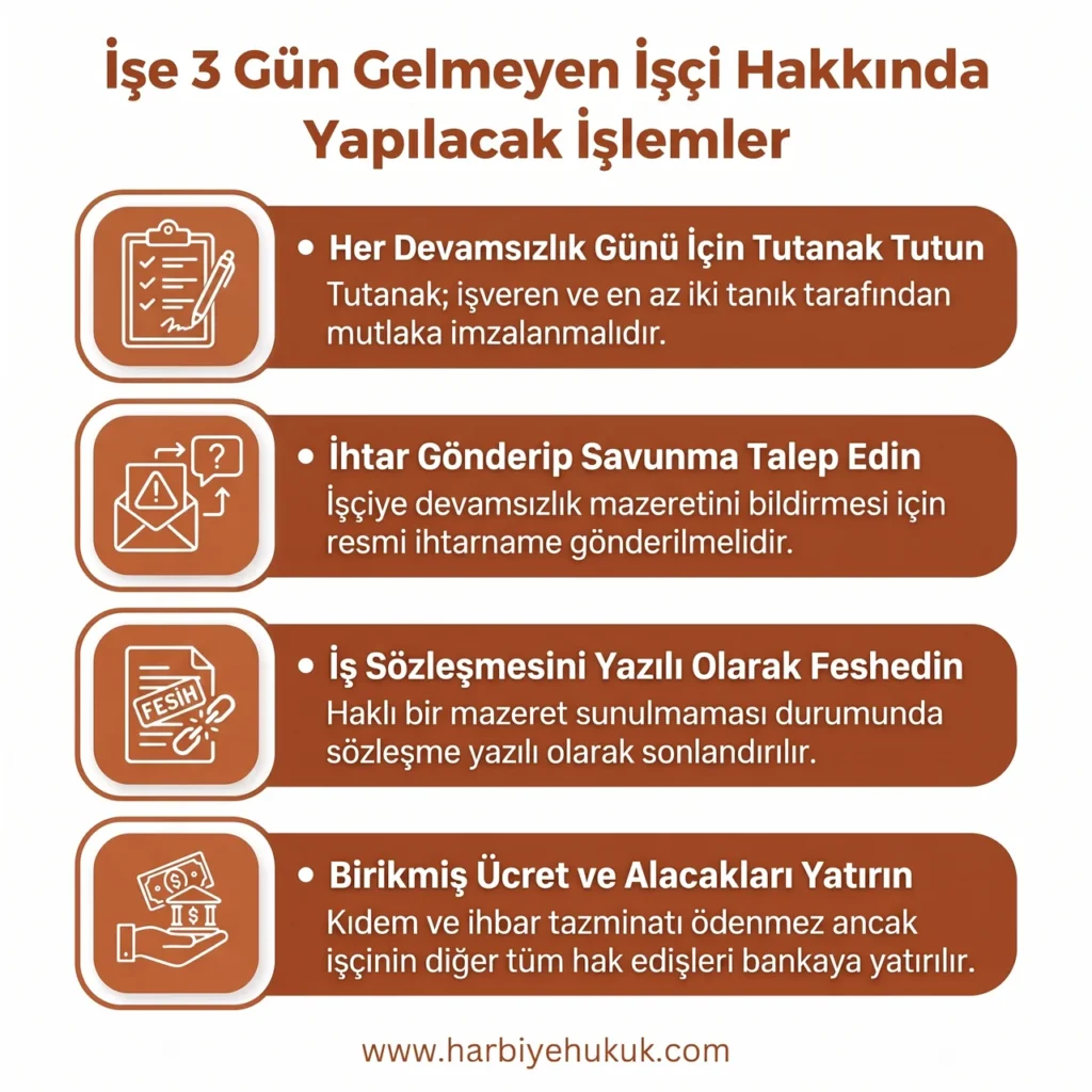 İşe 3 Gün Gelmeyen İşçi Hakkında Yapılacak İşlemler