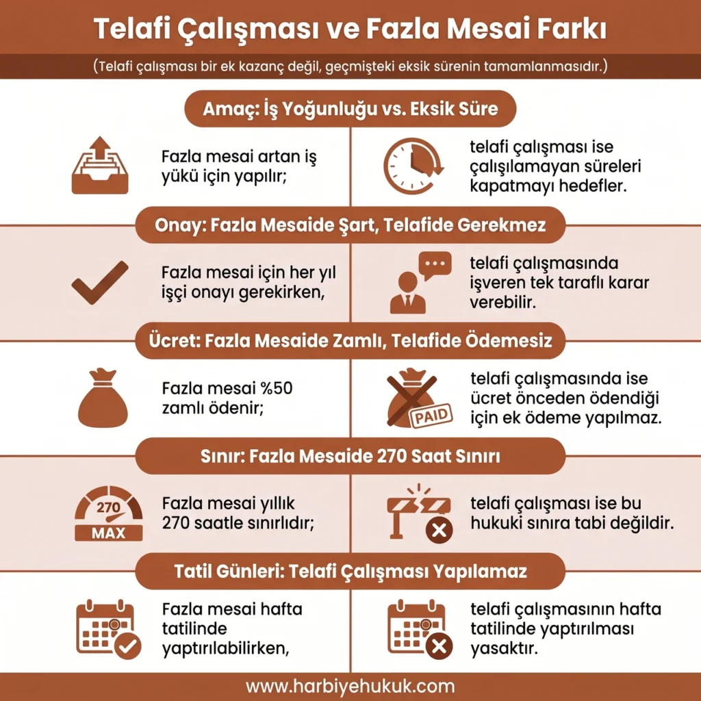 Telafi Çalışması ve Fazla Mesai Farkı