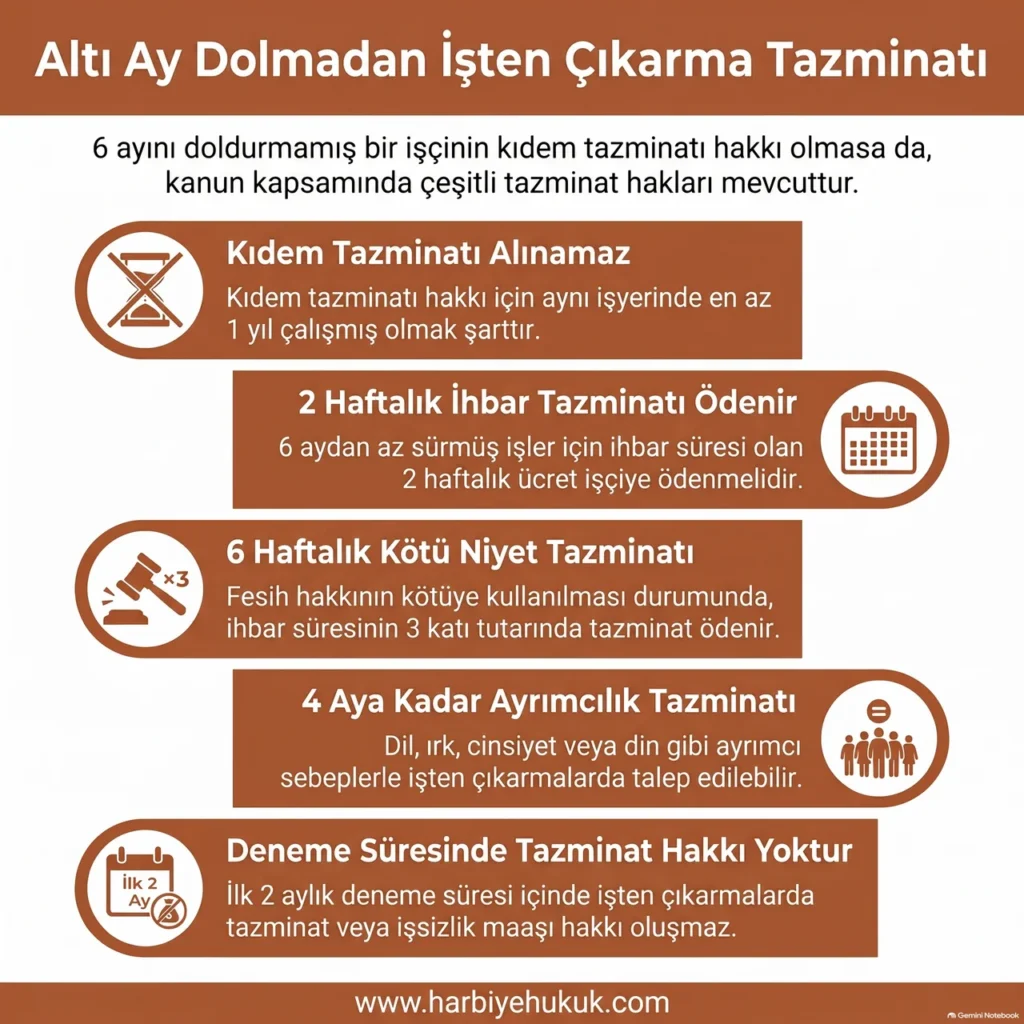 Altı Ay Dolmadan İşten Çıkarma Tazminatı