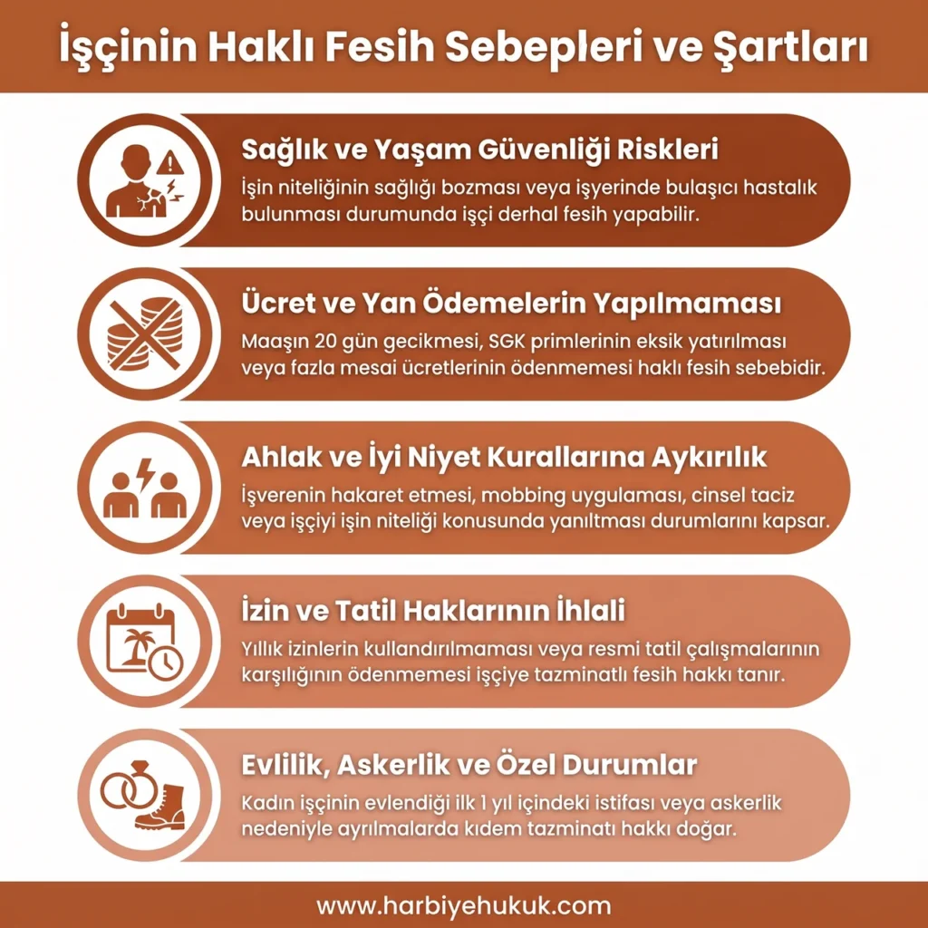 İşçinin Haklı Fesih Sebepleri ve Şartları