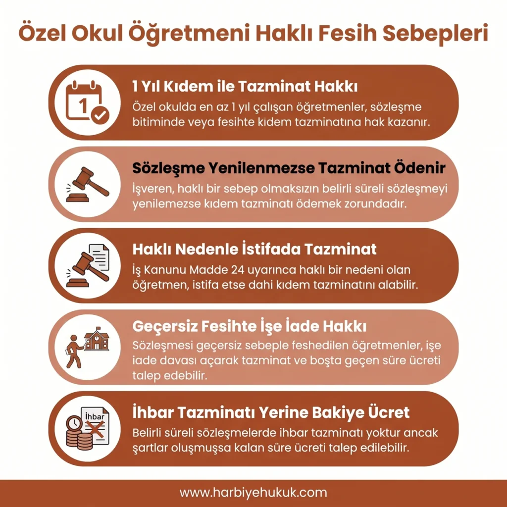 Özel Okul Öğretmeni Haklı Fesih Sebepleri