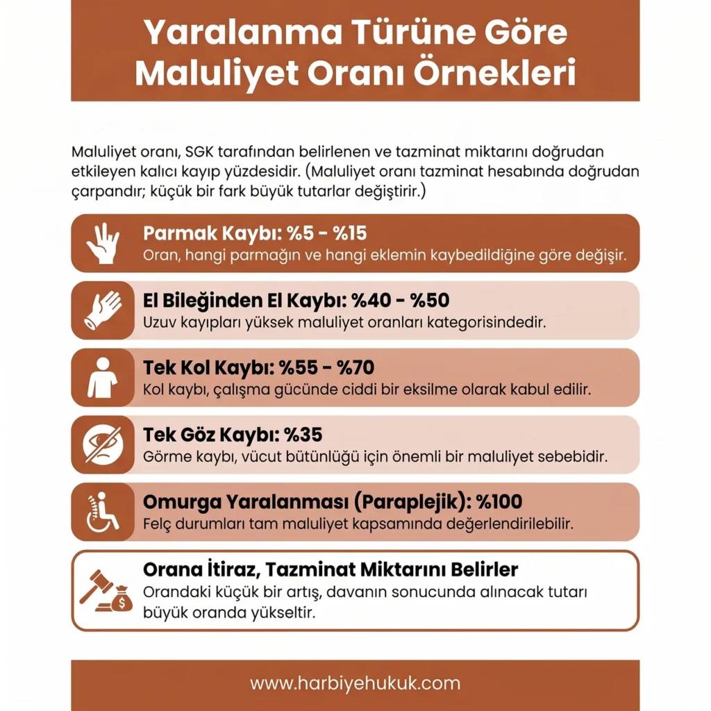 Yaralanma Türüne Göre Maluliyet Oranı Örnekleri