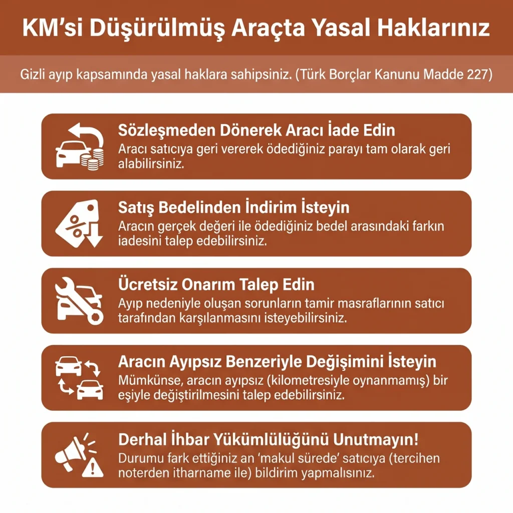 Kilometresi Düşürülmüş Araç Durumunda Seçimlik Haklar