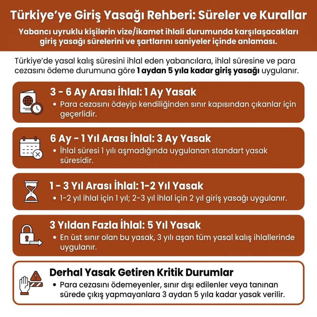 Vize İhlali Cezalarında Türkiye Giriş Yasağı Süreleri