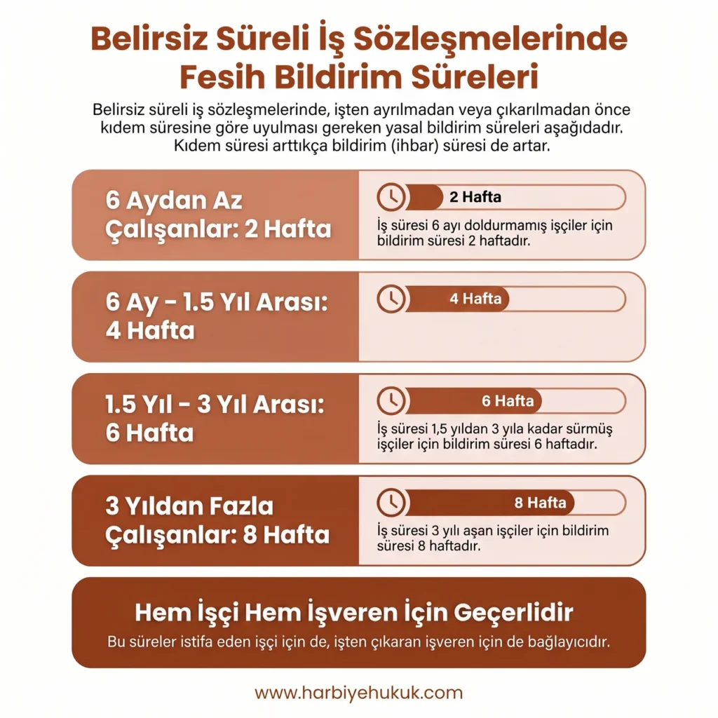Belirsiz Süreli İş Sözleşmelerinde Fesih Bildirim Süreleri