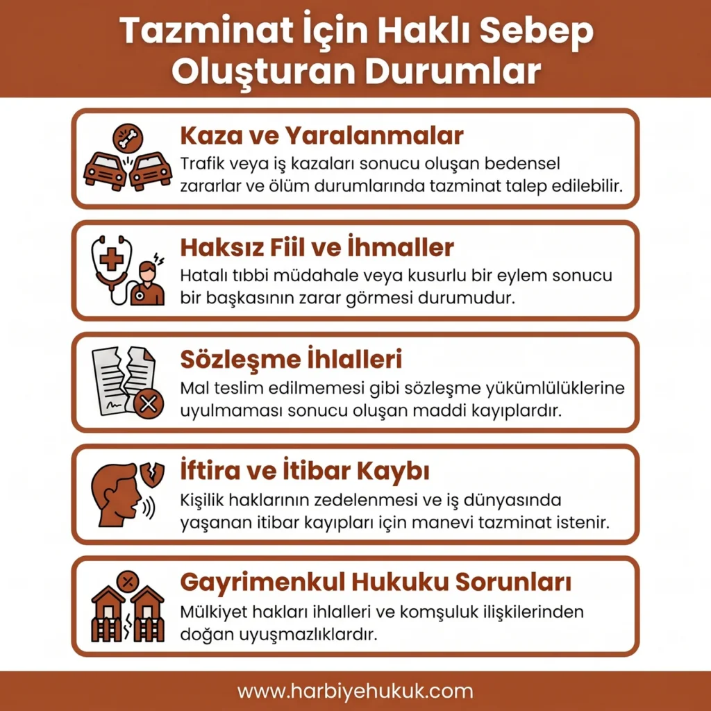 Tazminat için Haklı Sebep Oluşturan Durumlar