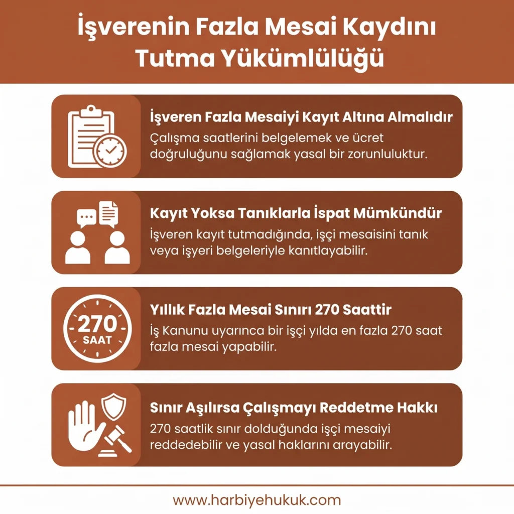 İşverenin Fazla Mesai Kaydını Tutma Yükümlülüğü