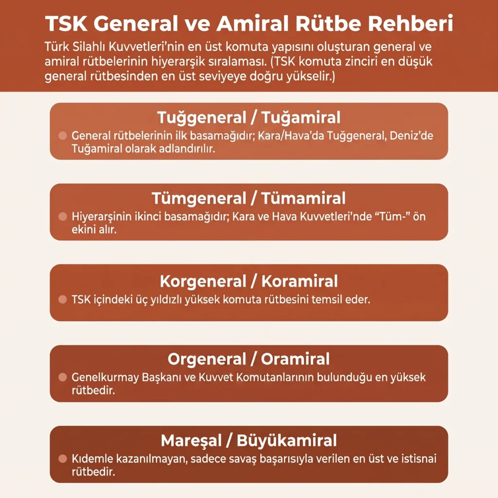 TSK General ve Amiral Askeri Rütbeleri