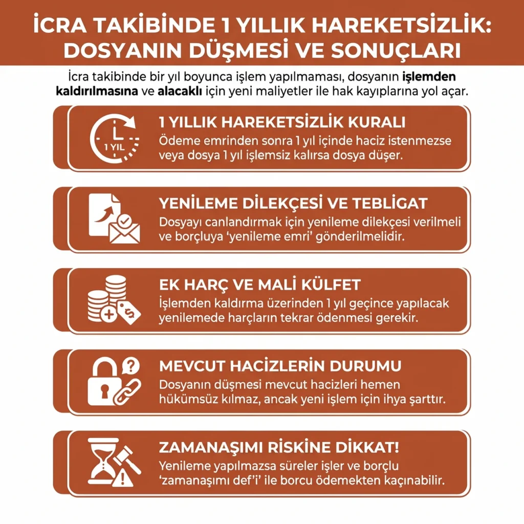 1 Yıl Takipsizlik İle İcra Dosyasının Düşmesi