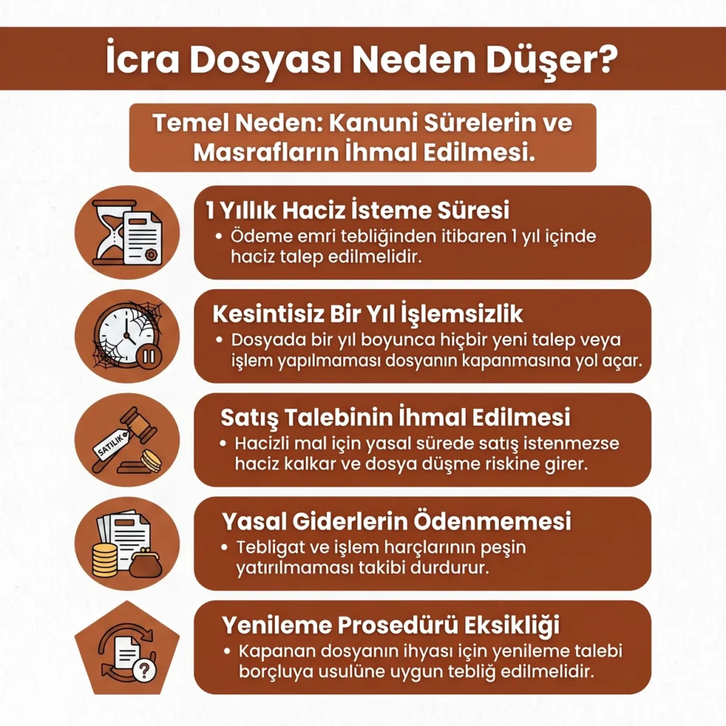 İcra Dosyası Düşme Nedenleri