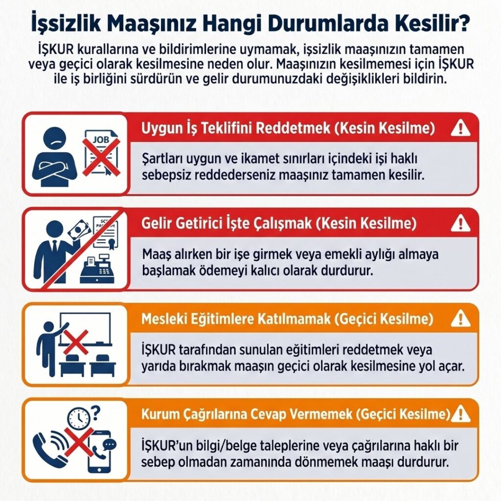 İşsizlik Maaşı Kesilme Şartları