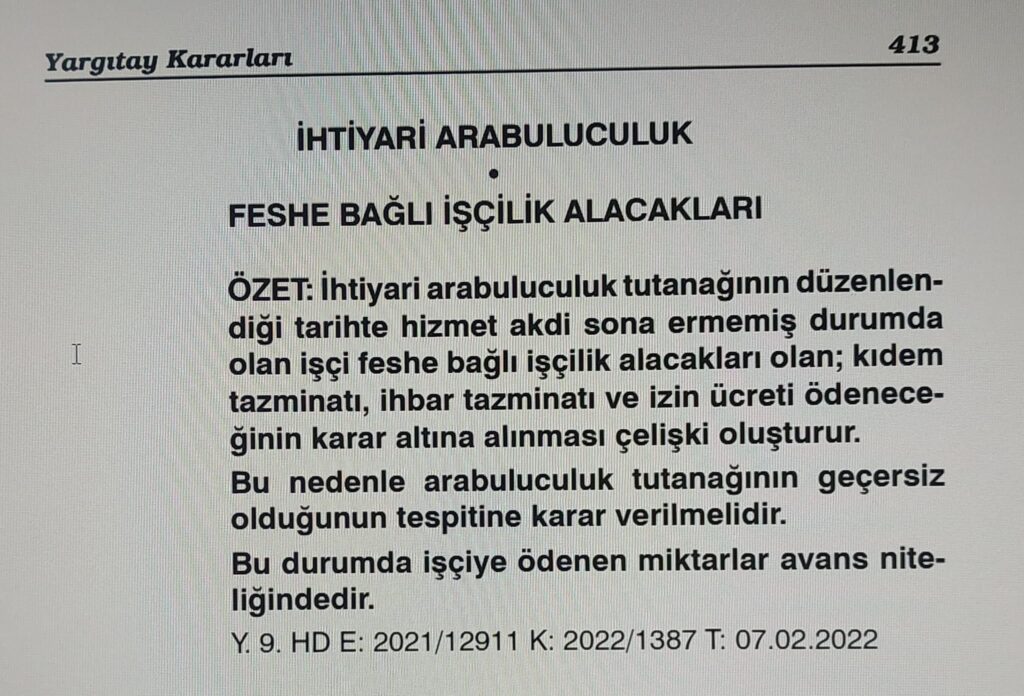 FESHE BAĞLI İŞÇİLİK ALACAKLARI KARAR