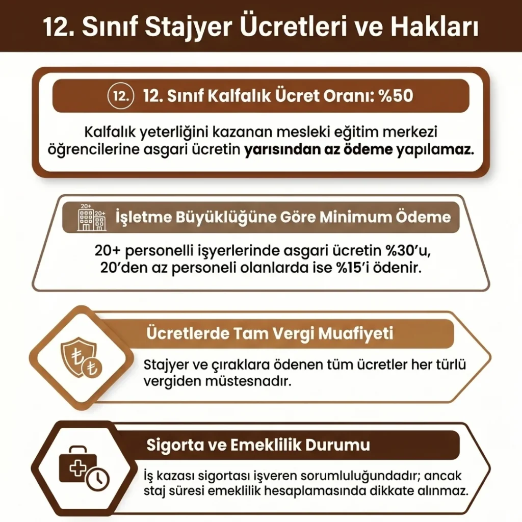12. Sınıf Stajyer Ücretleri ve Hakları