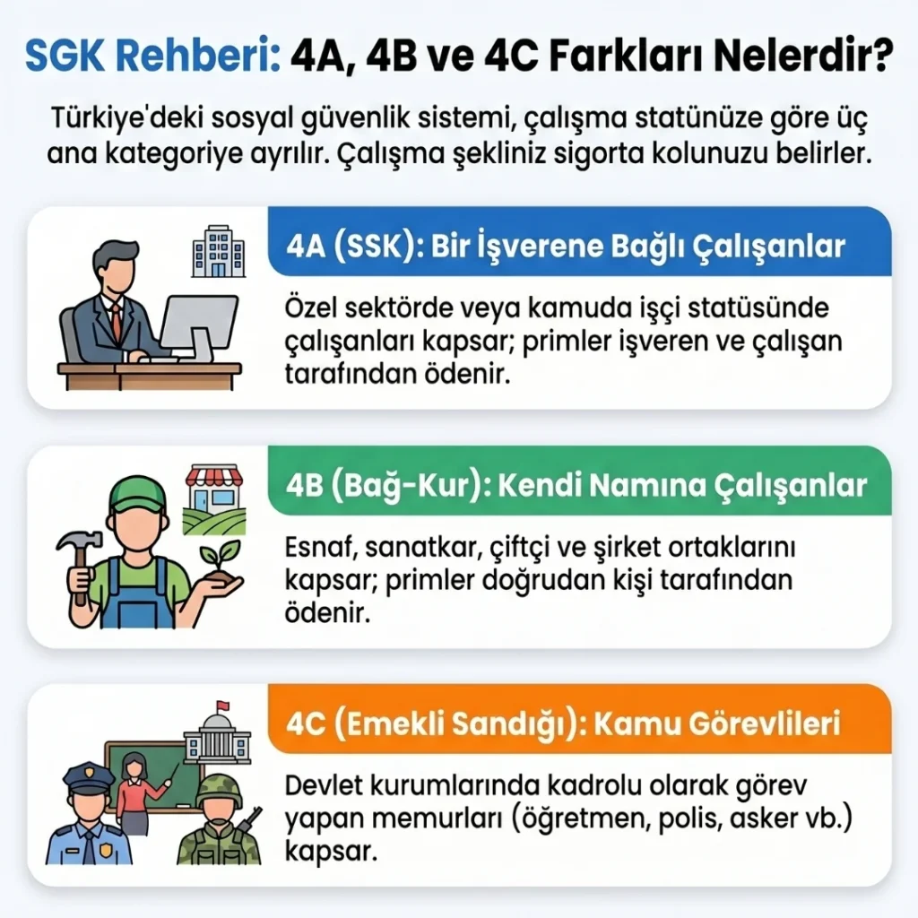 SGK Hizmet Dökümü Farkları (4a-4b-4c)