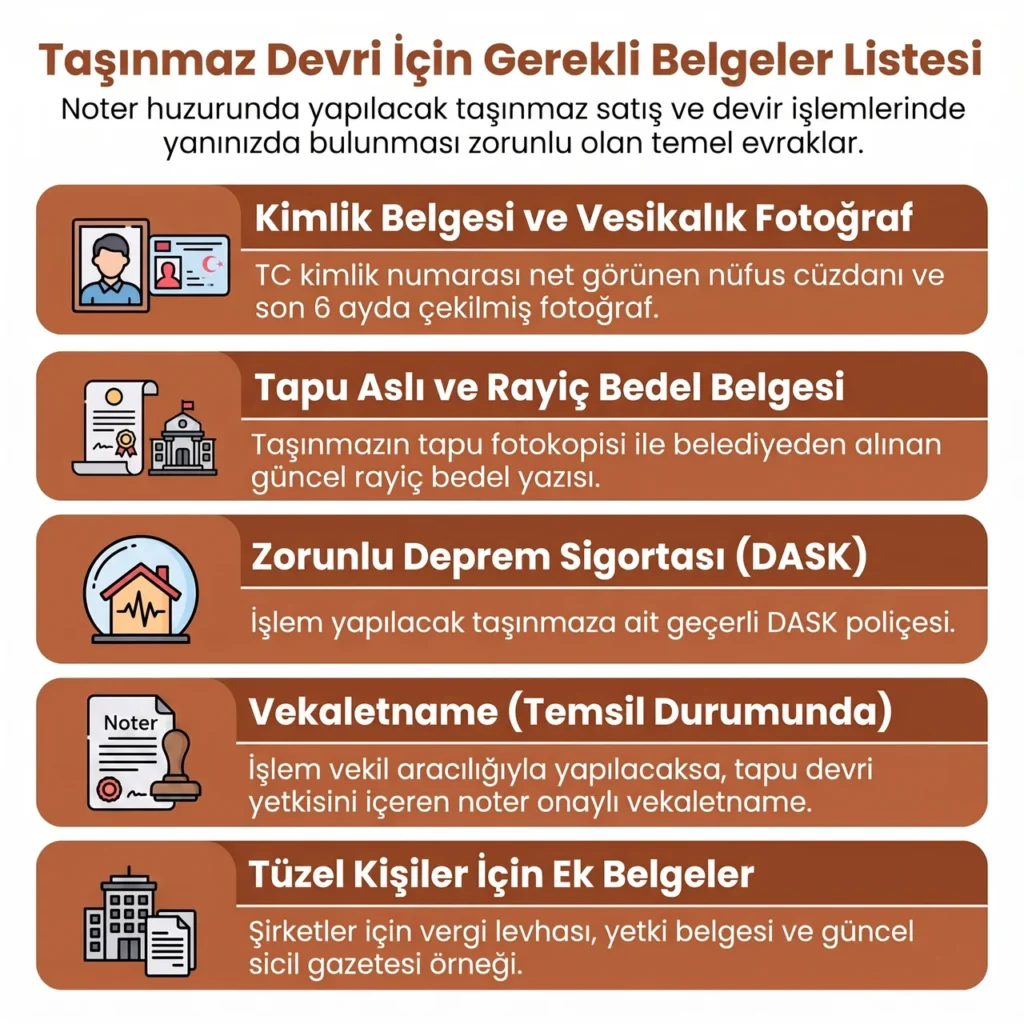 Taşınmaz Devri Tapu İşlemleri İçin Gerekli Belgeler
