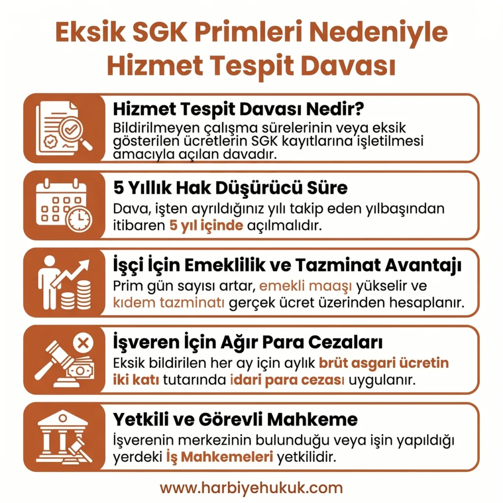 Eksik SGK Primleri Nedeniyle Hizmet Tespit Davası