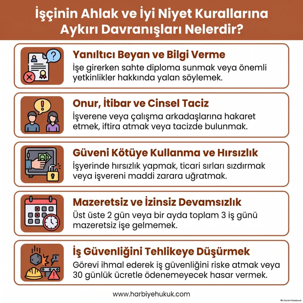 İşçinin Ahlak ve İyi Niyet Kurallarına Aykırı Davranışları Nelerdir?