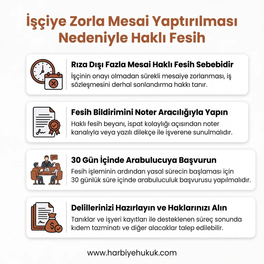 İşçiye Zorla Mesai Yaptırılması Nedeniyle Haklı Fesih