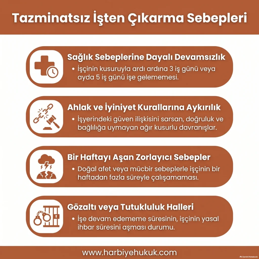 Tazminatsız İşten Çıkarma Sebepleri