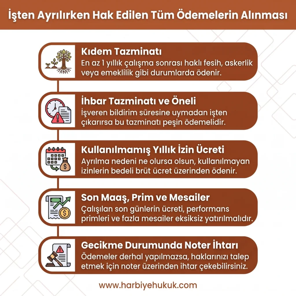 İşten Ayrılırken Hak Edilen Tüm Ödemelerin Alınması