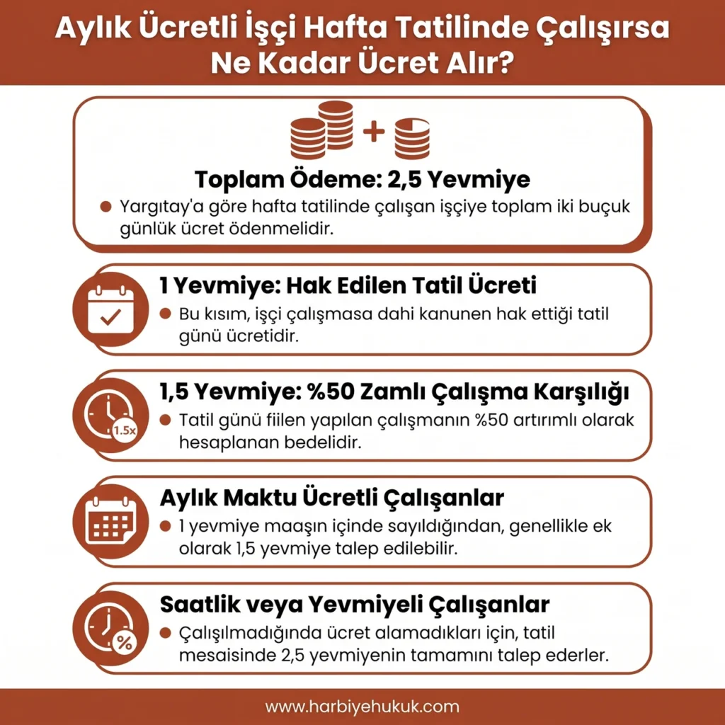 Aylık Ücretli İşçi Hafta Tatilinde Çalışırsa Ne Kadar Ücret Alır?