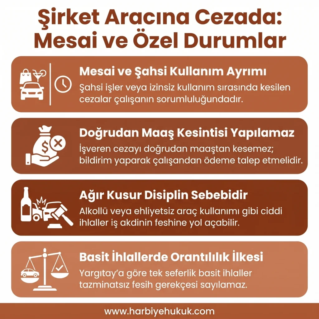 Şirket Aracına Cezada Mesai ve Özel Durumlar