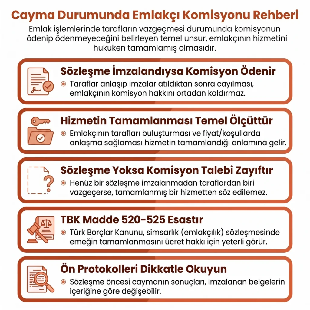 Cayma Durumunda Emlakçı Komisyonu Ödenir Mi?