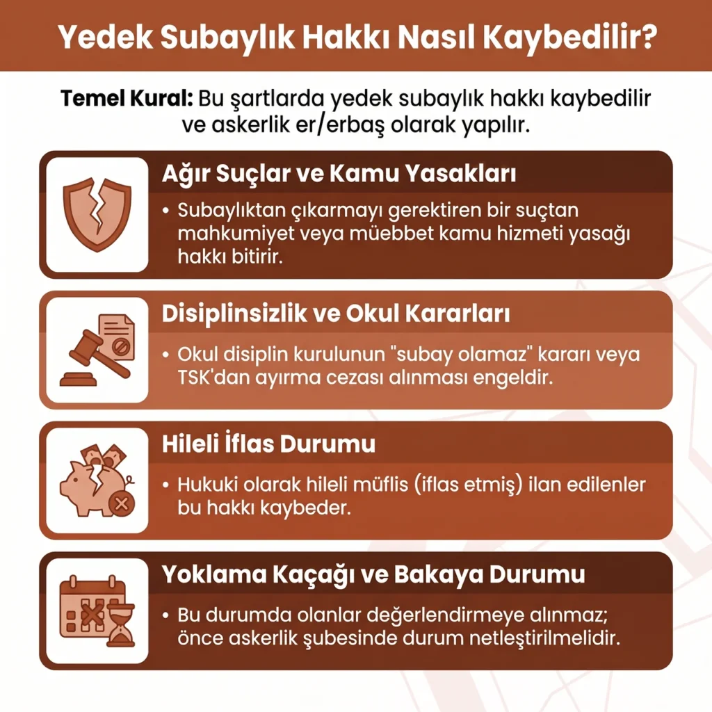 Yedek Subaylık Hakkının Kaybedilmesi