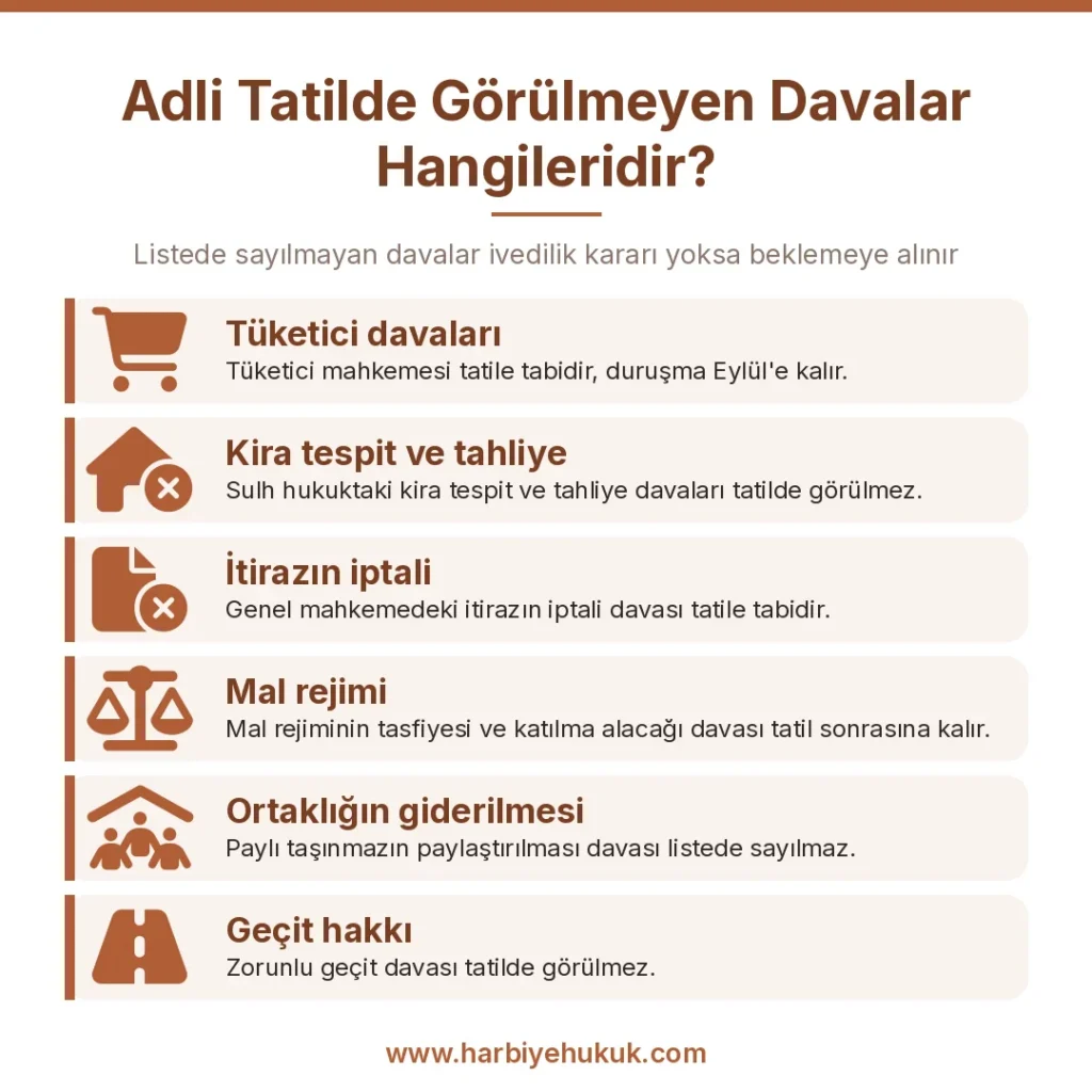 Adli Tatilde Görülmeyen Davalar Hangileridir