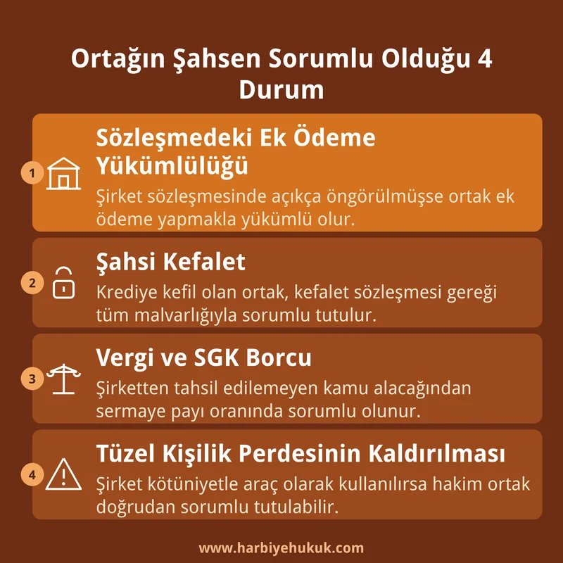 Ortağın Şahsen Sorumlu Olduğu 4 Durum